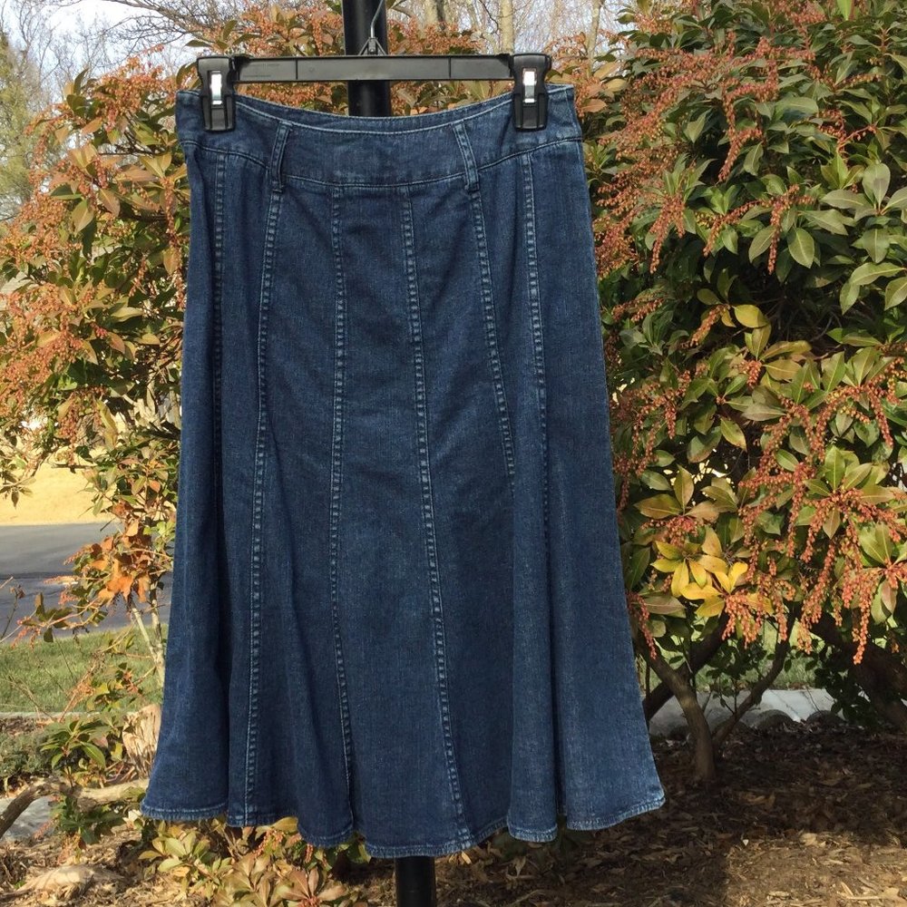 Charter Club Denim Stitchery Flare End Midi Skirt